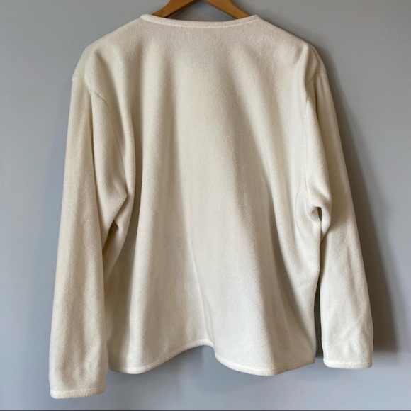 R&R vintage women’s lightweight fleece button cardigan embroidered skiers - L - Picture 2 of 12